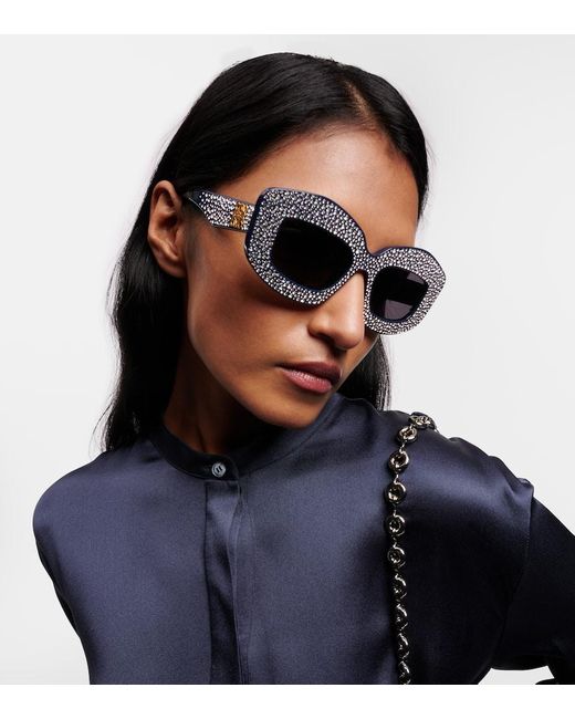 Loewe Blue Pave Screen Embellished Square Sunglasses