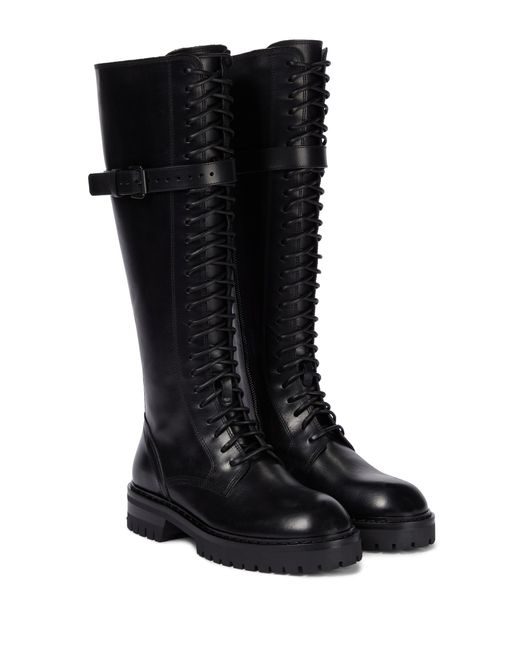Ann Demeulemeester Black Alec Leather Knee-high Combat Boots