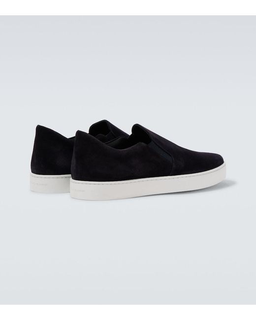 Manolo Blahnik Black Nadores Suede Slip-On Sneakers for men