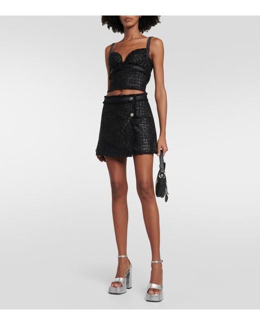 Versace Black Vichy Tweed Top