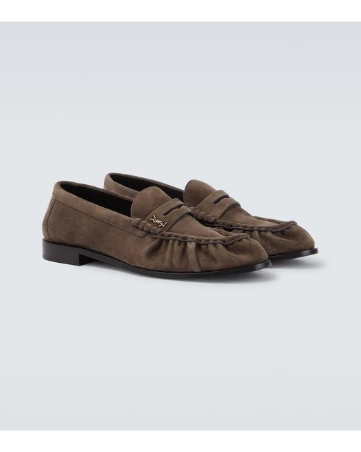 Saint Laurent Brown Le Loafer Suede Penny Loafers for men