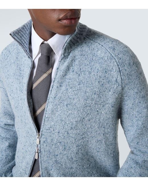 Cardigan De Cachemir Con Cremallera Brunello Cucinelli de hombre de color Blue