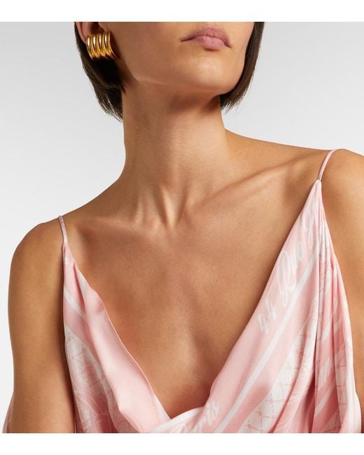 Balmain Pink Printed Asymmetric Top