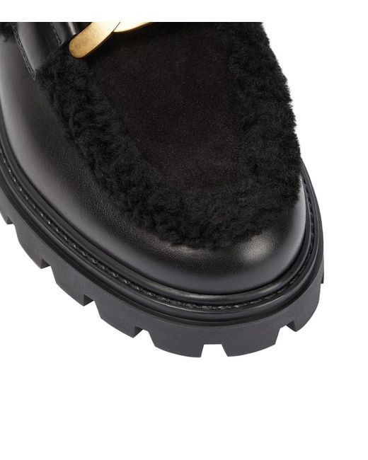 Tod's Black Kate Shearling And Leather Loafers
