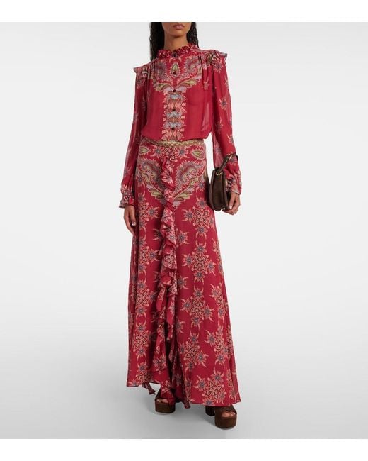 Falda Larga Estampada Etro de color Red