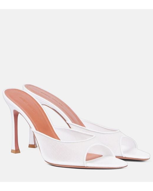 AMINA MUADDI White Bridal Alexa 95 Mesh Mules