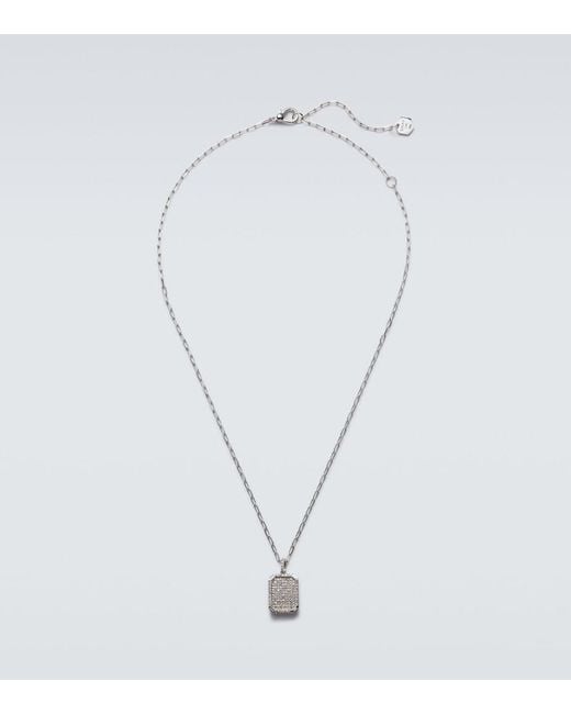 SHAY Blue 18Kt Id Pendant Necklace With Pave Diamonds for men