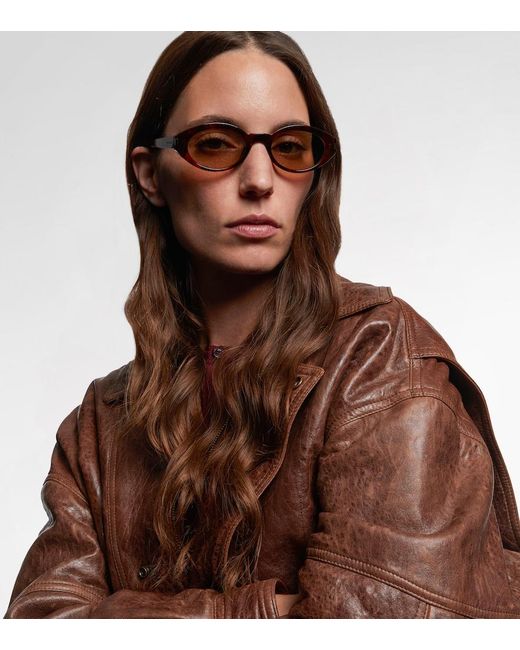 Saint Laurent Brown Sl 567 Oval Sunglasses
