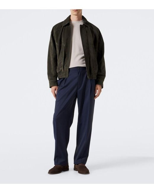 Brioni Blue Bellagio Wool Straight Pants for men