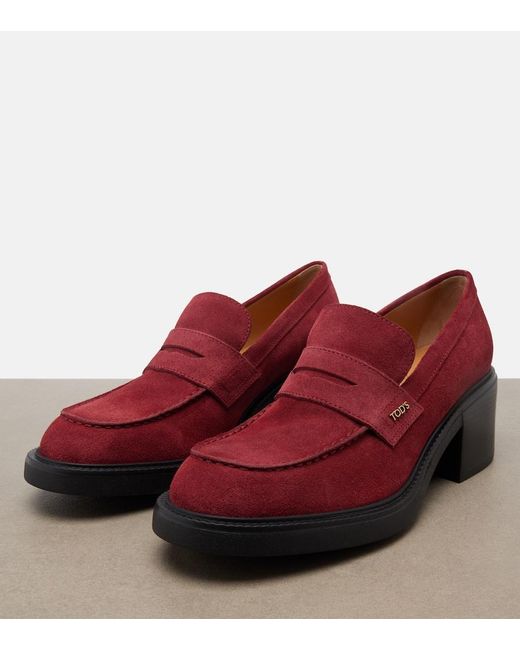 Tod's Red Suede Loafer Pumps