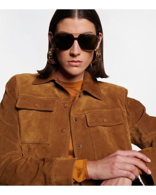 Saint Laurent Green Corner Angle Square Sunglasses