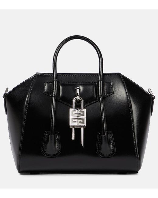 Givenchy Black Tote Antigona Lock Mini aus Leder