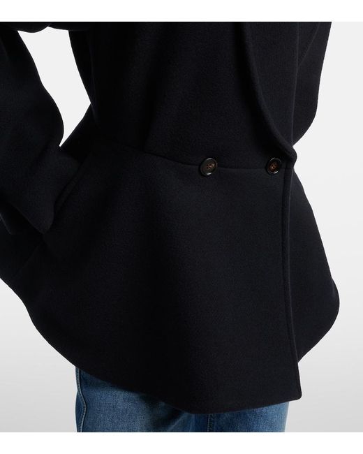 Chloé Black Peplum Wool-Blend Coat