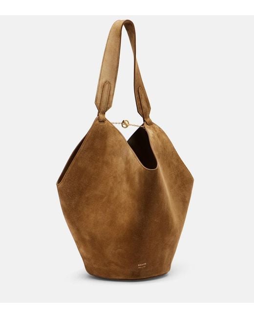 Khaite Brown Tote Bag Lotus Small Aus Veloursleder