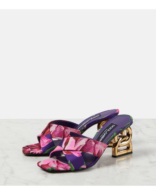 Mules en jacquard a fleurs Dolce & Gabbana en coloris Purple