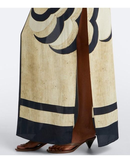 Sir Metallic Sona Printed Silk Maxi Dress