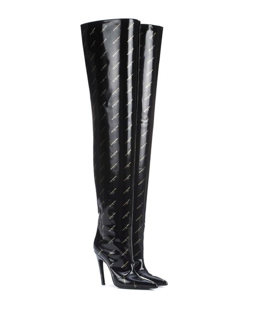 Balenciaga Black Knife Over-the-knee Leather Boots