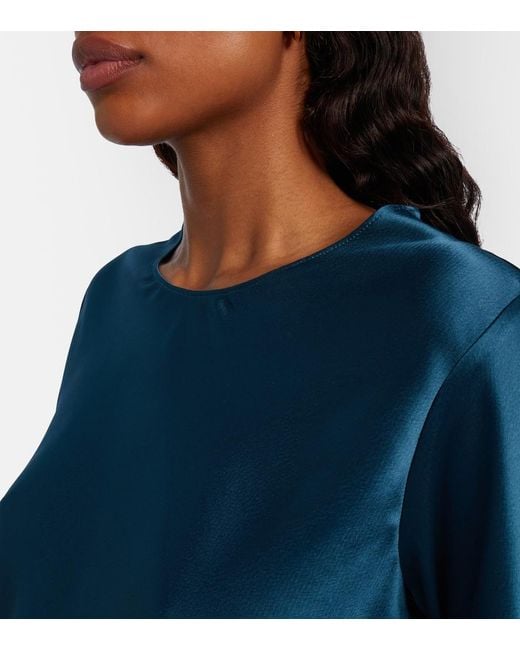 Leset Blue Barb Satin Top