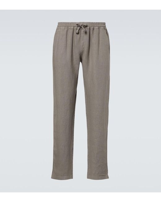 Fedeli Gray Bonifacio Linen Tapered Pants for men