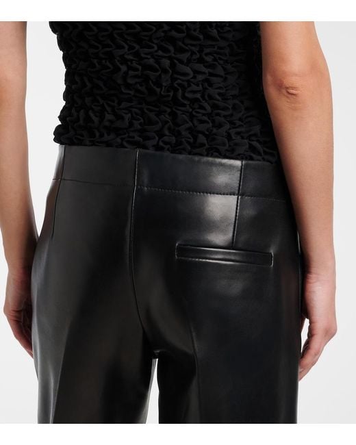 Khaite Black Mita Leather Straight Pants