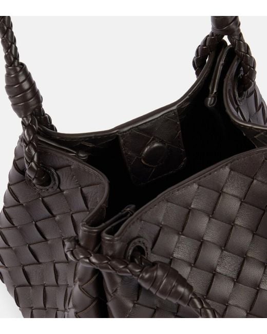 Bottega Veneta Black Parachute Small Intrecciato Leather Shoulder Bag