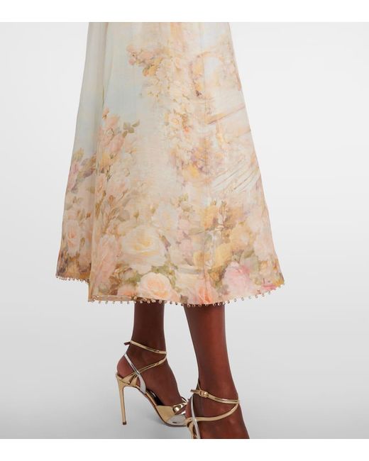 Zimmermann Natural Midikleid Memento Aus Leinen Und Seide