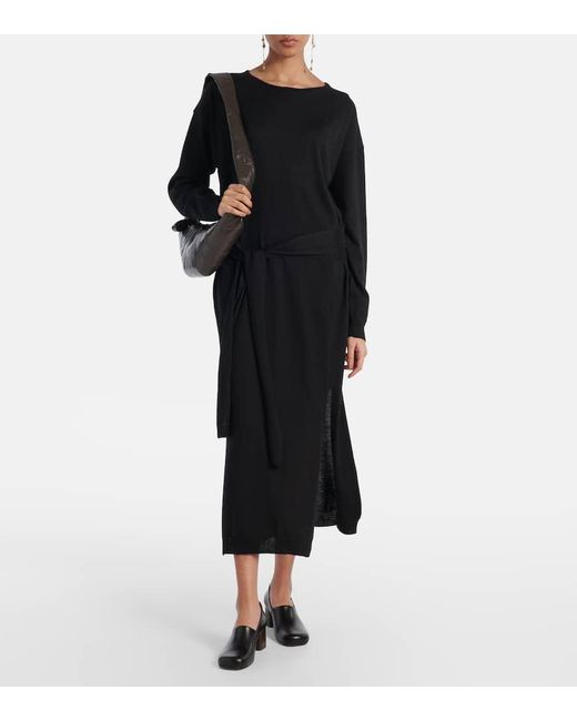 Lemaire Black Pulloverkleid Aus Einem Wollgemisch