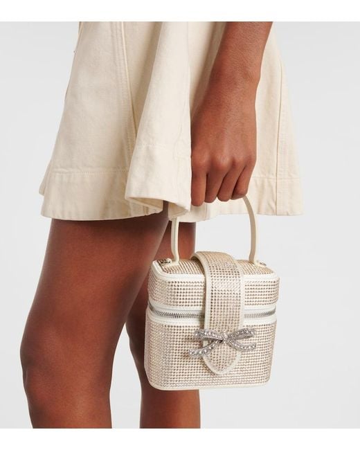 Self-Portrait White Schultertasche Aus Satin Mit Kristallen