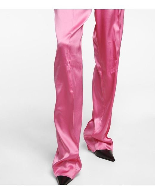 Tom Ford Pink High-Rise Silk-Blend Satin Pants