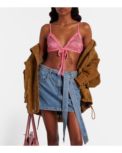 The Attico Pink Bralette Aus Spitze