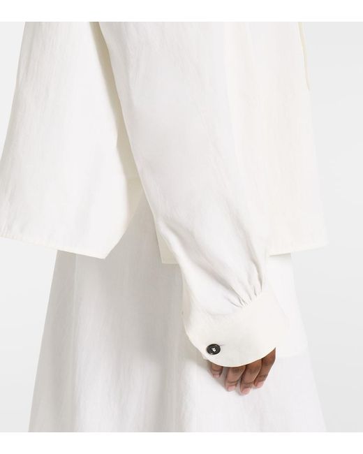 Jil Sander White Plisse Linen Shirt