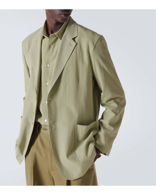 Auralee Green Cotton And Silk Blazer for men