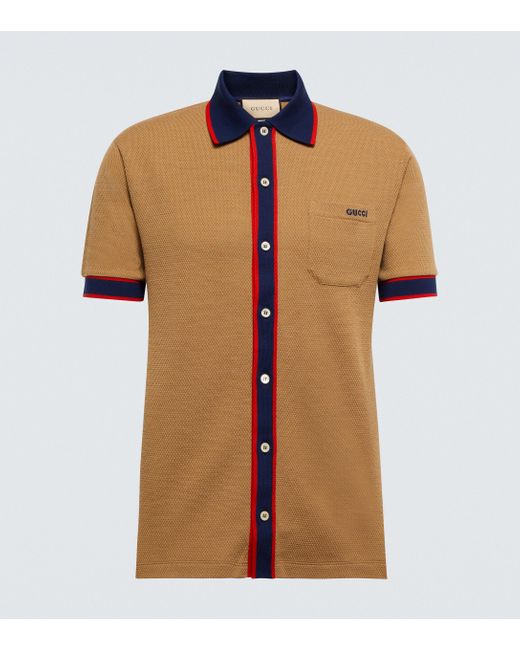 Gucci Wool And Cotton Polo Tshirt in Brown for Men Lyst Canada