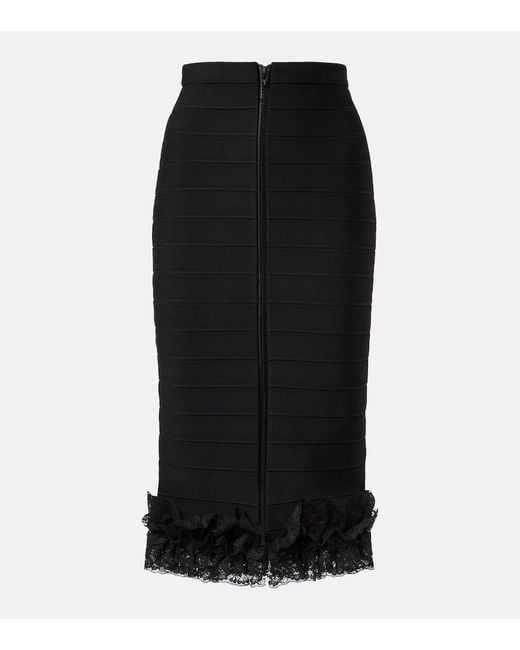 Self-Portrait Black X Christopher Kane Lace-Trimmed Midi Skirt