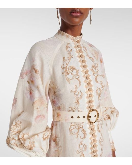 Zimmermann Natural Hemdblusenkleid Hypnotic Aus Leinen