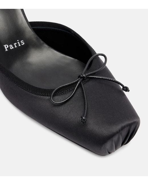 Christian Louboutin Black Cassia 55 Satin Slingback Pumps