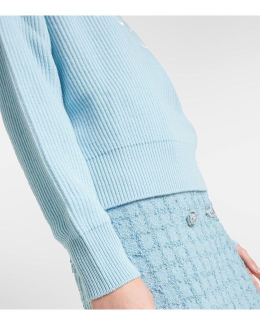 Versace Blue Logo Turtleneck Sweater