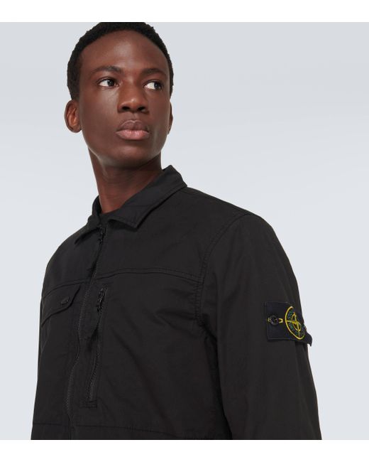 Stone Island Black Compass Cotton-blend Overshirt for men