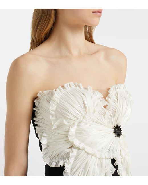 Vestido Corto Callula Con Aplique Floral Costarellos de color Black