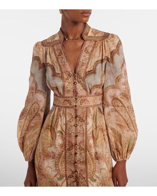 Zimmermann Natural Wanderlust Linen Midi Dress