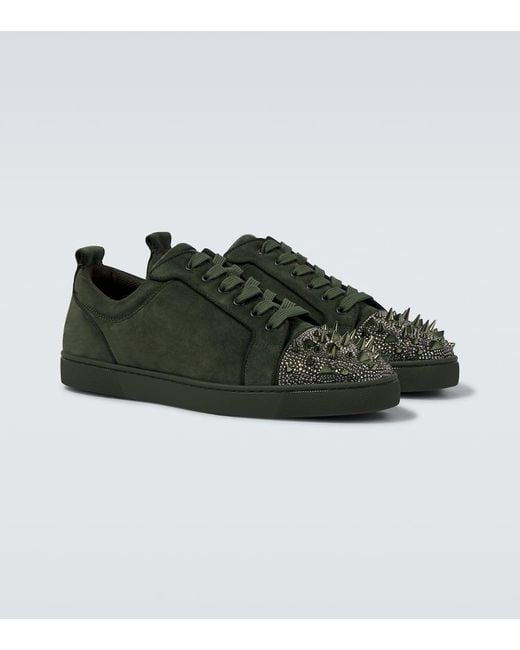 Christian Louboutin Sneakers Louis Junior Spikes Aus Veloursleder in Green für Herren
