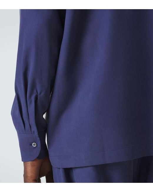 Saman Amel Blue Silk Shirt for men