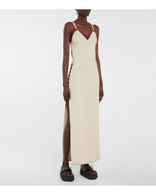 Rabanne White Embellished Knit Midi Dress