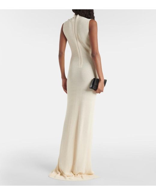 AYA MUSE White Berin Knitted Cotton-Blend Maxi Dress