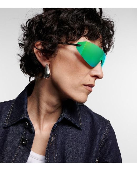 Bottega Veneta Green Light Ribbon Shield Sunglasses