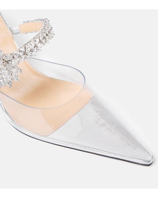 Mach & Mach White Crystal Flower Embellished Pvc Pumps