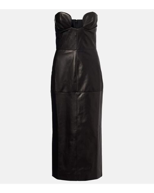 Nensi Dojaka Women's Black Leather Corset Dress - armafbd.com