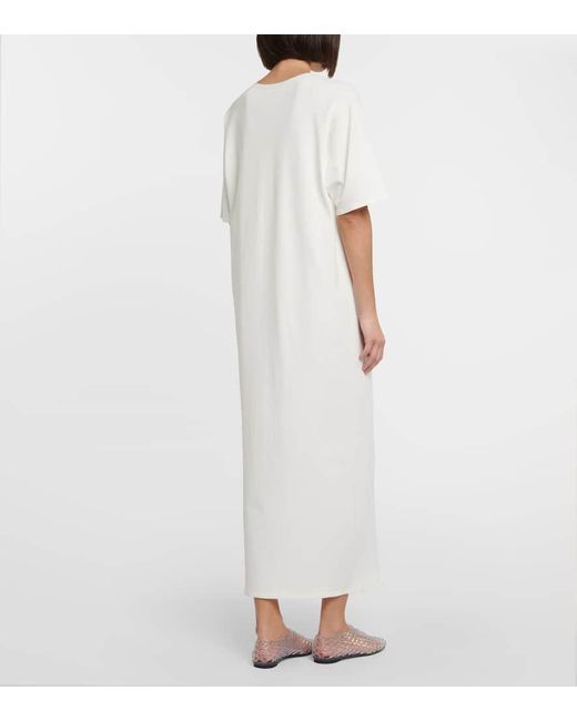 The Row White Gitu Knitted Midi T-Shirt Dress