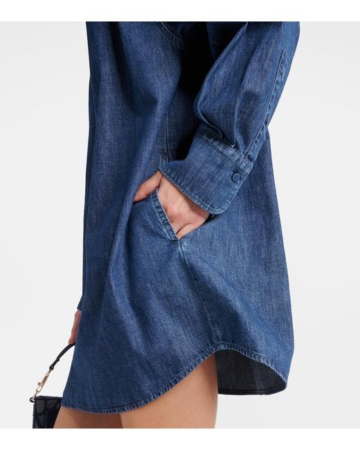 Valentino Blue Hemdblusenkleid Vgold Aus Baumwoll-Chambray