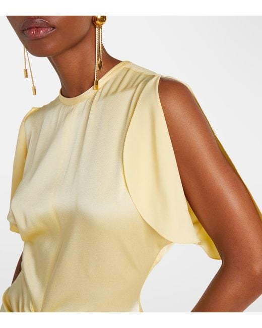 Victoria Beckham Yellow Robe Aus Satin